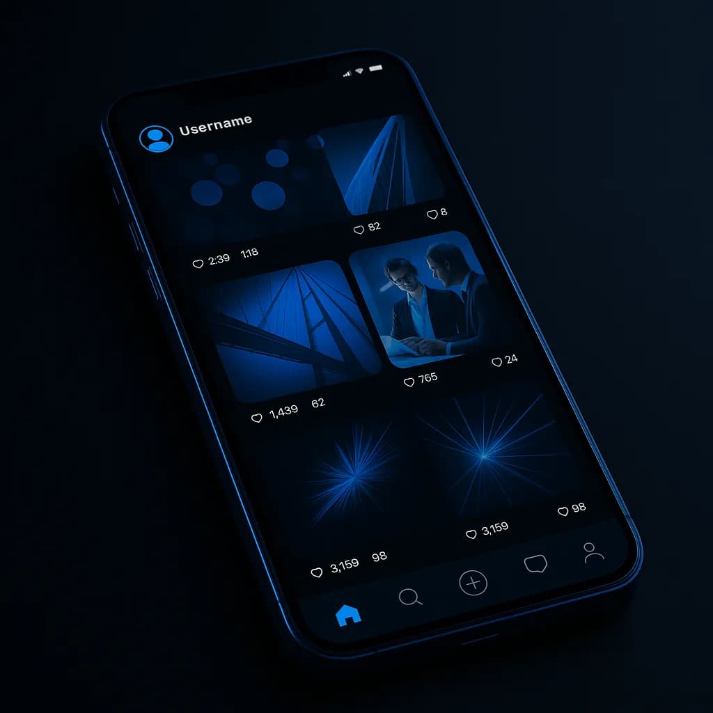 Smartphone con feed de redes sociales